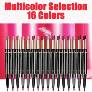 XIRUJNFD 16 Color Long Lasting Lipstick Lip Liner Combo, Dual Heads Lip Liner and Lipstick Set, Long Lasting Lipstick 24 Hour Waterproof, Matte Lip Liner (#13)