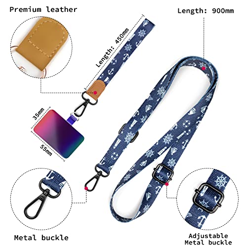 Cruise Phone Lanyard for Men,CellPhone Crossbody Straps Leash Smartphone Adjustable Wrist Strap Necklace,Cell Phone Tether Phone Accessories for Teens Teacher Multifuctional Nylon Shoulder Tether Blue
