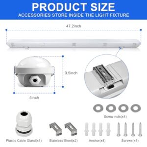 4FT LED Vapor Tight Lights, 40W-50W-60W Selectable,3CCT 3000K-4000K-5000K LED Vapor Proof Light, IP66 100-277V LED Shop Light for Car Wash, Garage, Walk-in Freezer, UL&DLC Listed (6 Pack)
