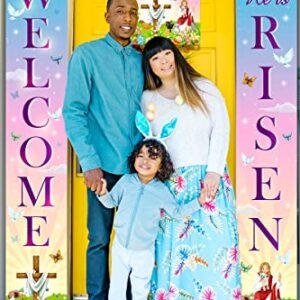 He is Risen Porch Sign-Religious Easter Supplies,3pcs Jesus Resurrection Easter Door Sign Banners,Happy Easter Front Door Welcome Hanging Banner for Spring Easter Decoration