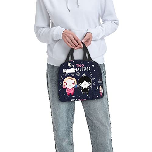 Insulated Lunch Bags for Boys Girls Wed-nesday Enid Waterproof Lunch Tote Bag Teens Adults Large Capacity Zipper Cooler Tote Bag for School/Work/Picnic/Travel