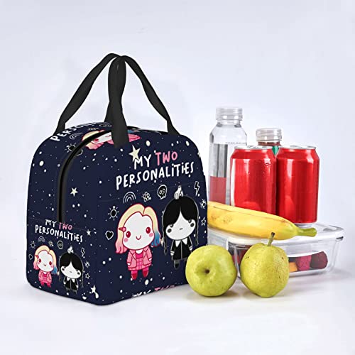 Insulated Lunch Bags for Boys Girls Wed-nesday Enid Waterproof Lunch Tote Bag Teens Adults Large Capacity Zipper Cooler Tote Bag for School/Work/Picnic/Travel