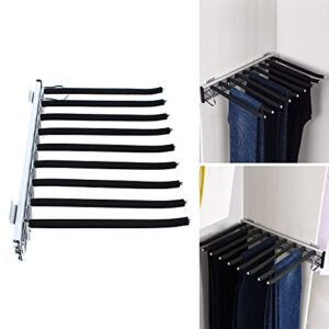 9-arm closet pants hanger,pull out pants rack right/left mounted trousers rack,space saving pants rack jeans hangers with non-slip pants hanger closet organizer for jeans,pants,ties,slacks (left)