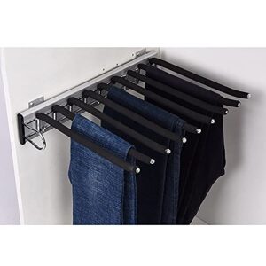 9-Arm Closet Pants Hanger,Pull Out Pants Rack Right/Left Mounted Trousers Rack,Space Saving Pants Rack Jeans Hangers with Non-Slip Pants Hanger Closet Organizer for Jeans,Pants,Ties,Slacks (Left)