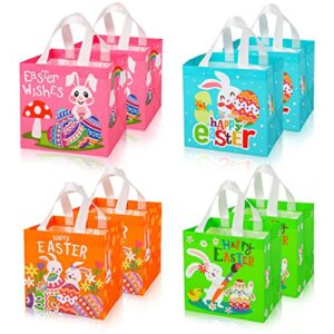 suloli easter gift bags, easter non-woven grocery shopping bags with handles for holiday party(8 pack)