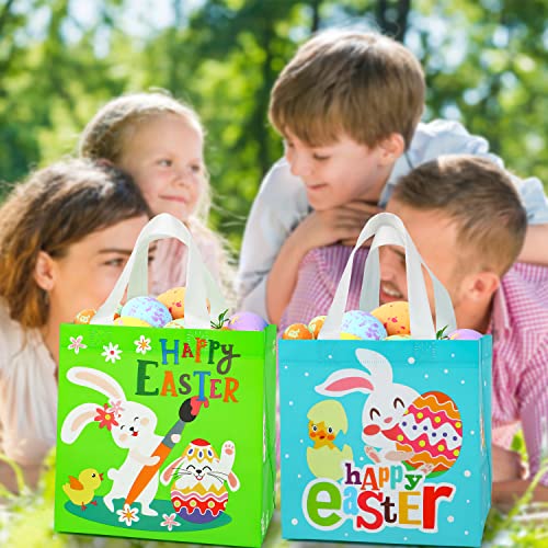 SULOLI Easter Gift Bags, Easter Non-Woven Grocery Shopping Bags With Handles for Holiday Party(8 Pack)