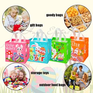 SULOLI Easter Gift Bags, Easter Non-Woven Grocery Shopping Bags With Handles for Holiday Party(8 Pack)