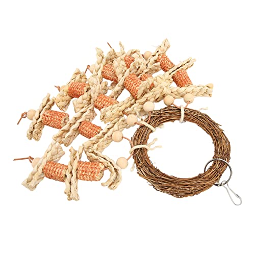 Wooden Chew Toys Wood Bird Chewing Toy Bird Swing Chewing Toy Corn Cobs Climbing Exercising Parakeets Perch Bite Toy for Budgies Lovebirds Bird Swing Chewing Toy