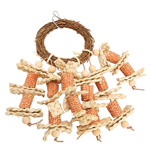 Wooden Chew Toys Wood Bird Chewing Toy Bird Swing Chewing Toy Corn Cobs Climbing Exercising Parakeets Perch Bite Toy for Budgies Lovebirds Bird Swing Chewing Toy