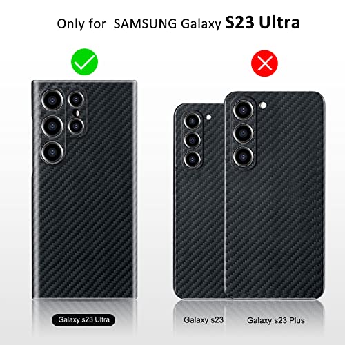 Carbon Fiber Samsung Galaxy S23 Ultra 6.8" Case, Slim Aramid, Lightweight, Anti-Scratch, Wireless Charging Support-Black