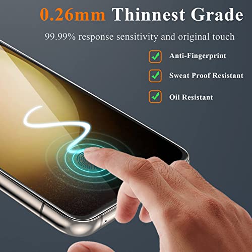 YMHML 3 Pack for Samsung Galaxy S23 Screen Protector Tempered Glass Upgrade Fingerprint Unlock Compatible with 3 Pack Camera Lens Protector, HD Clear Case Friendly Full Screen Protector for Galaxy S23