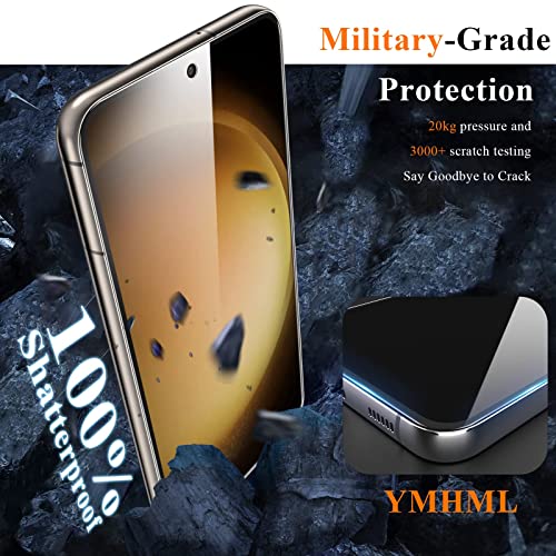 YMHML 3 Pack for Samsung Galaxy S23 Screen Protector Tempered Glass Upgrade Fingerprint Unlock Compatible with 3 Pack Camera Lens Protector, HD Clear Case Friendly Full Screen Protector for Galaxy S23