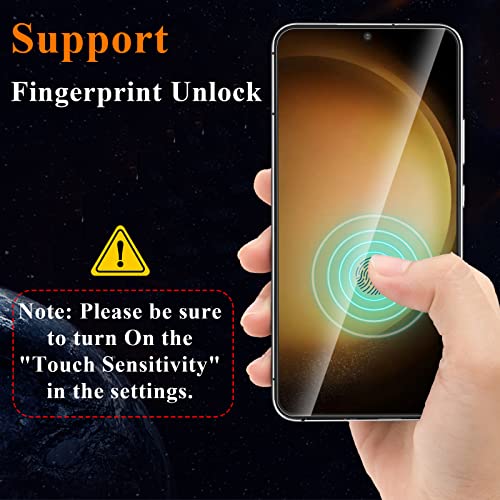 YMHML 2 Pack for Samsung Galaxy S23 Privacy Screen Protector Upgrade Fingerprint Unlock Compatible Tempered Glass + 2 Pack Camera Lens Protector, Anti Spy Case Friendly Privacy Screen for Galaxy S23