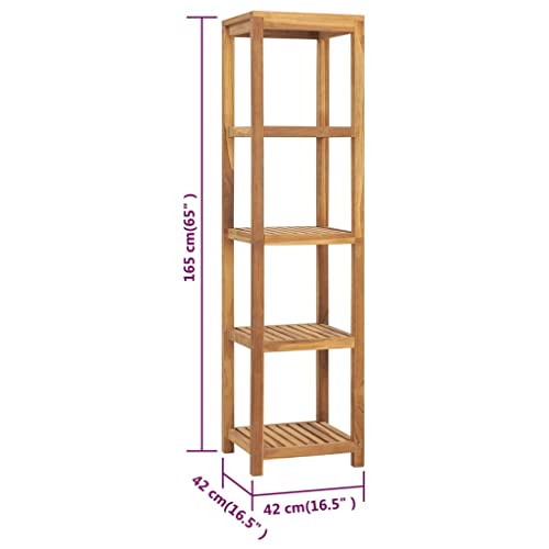 QZZCED 4-Tier Bathroom Storage Rack ,Display Rack for Living ,Floor Standing Unit,Wood Wall Magazine Rack, for Bedroom,Living Room,Office,Solid Wood Teak 16.5"x16.5"x65"