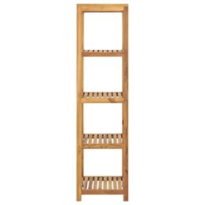 QZZCED 4-Tier Bathroom Storage Rack ,Display Rack for Living ,Floor Standing Unit,Wood Wall Magazine Rack, for Bedroom,Living Room,Office,Solid Wood Teak 16.5"x16.5"x65"