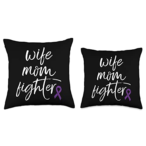 Lupus Awareness Products 250 Lupus Awareness Purple Ribbon Wife Mom Fighter Throw Pillow, 16x16, Multicolor