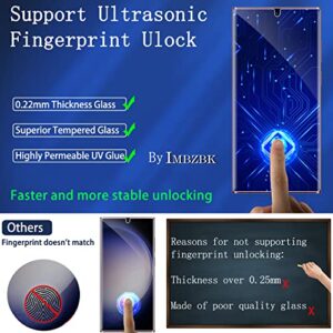 IMBZBK [4+4 Pack] UV for Samsung Galaxy S23 Ultra Screen Protector Tempered Glass Accessories 4 Pack UV Glass with 4 Pack Camera Lens Protector Samsung S23 Ultra Case Friendly Fingerprint Suitable