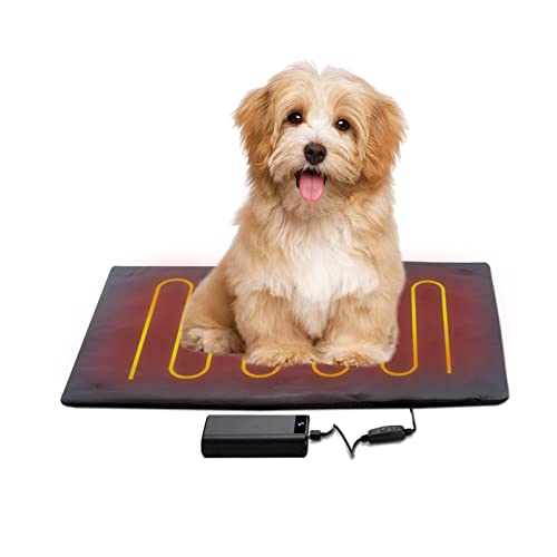 Mantuole Pet Heating Pad, Portable USB Power Heated Pet Mat for Puppy and Kitty, 27x20 inch, for Small to Medium Size Dog and Cat. with 20000mah Battery