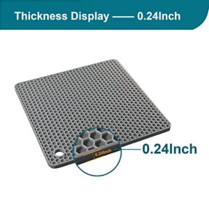 SDZONGES Silicone Trivet, 4PCS Silicone Hot Pads for Kitchen,Grey 7"x7" Silicone Trivet Mat for Hot Pots and Pans, Silicone Pot Holders for Kitchen Heat Resistant