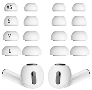 [8 pairs] compatible with airpods pro 2 ear tips, silicone replacement xs/s/m/l 4 size fit in charging case earbuds eartips with storage box compatible with airpods pro ( xs/s/m/l white )
