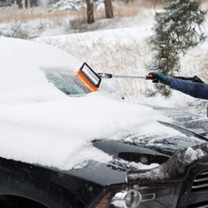 Snow MOOver 58" Extendable Snow Brush with Detachable Ice Scraper for Car | 11" Wide Squeegee & Bristle Head | Size: Truck, Car, SUV, & RV | Lightweight Aluminum Body with Ergonomic Grip