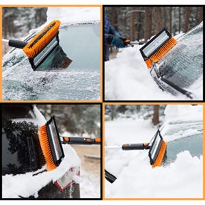 Snow MOOver 58" Extendable Snow Brush with Detachable Ice Scraper for Car | 11" Wide Squeegee & Bristle Head | Size: Truck, Car, SUV, & RV | Lightweight Aluminum Body with Ergonomic Grip