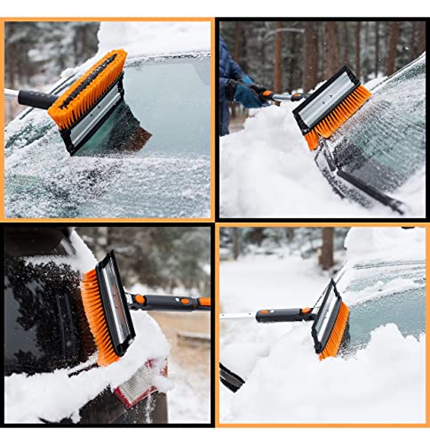 Snow MOOver 58" Extendable Snow Brush with Detachable Ice Scraper for Car | 11" Wide Squeegee & Bristle Head | Size: Truck, Car, SUV, & RV | Lightweight Aluminum Body with Ergonomic Grip