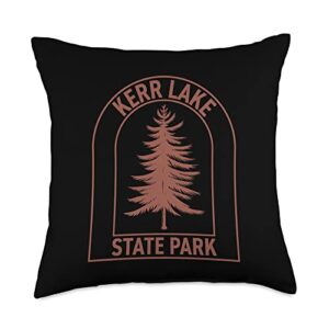 kerr lake state park nc merch kerr lake state park north carolina vintage tree throw pillow, 18x18, multicolor