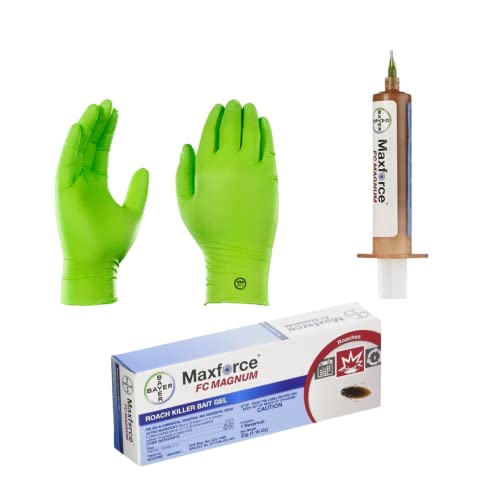 MaxForce Cockroach Gel- Magnum - Roach Killer Indoor infestation - Prevent All Cockroach Species - with Premium USA-Supply Gloves- 1 Tube×30g