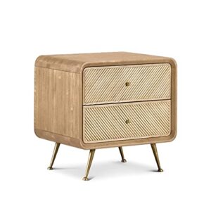 dloett nordic nightstands solid wood creative bedside table bedrooms small apartment retro home storage cabinet (color : wood color)