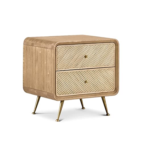 DLOETT Nordic Nightstands Solid Wood Creative Bedside Table Bedrooms Small Apartment Retro Home Storage Cabinet (Color : Wood Color)