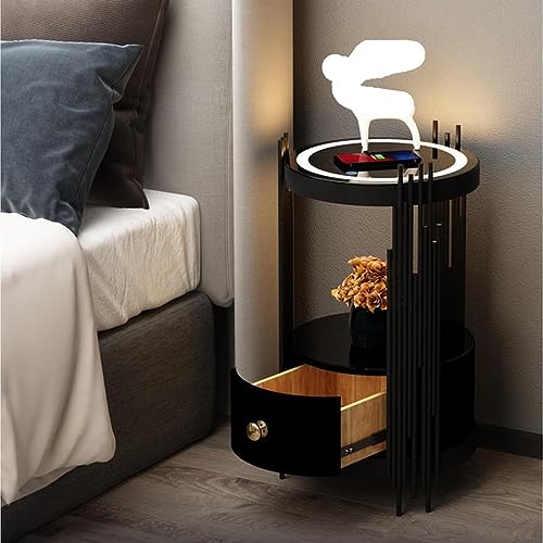 DLOETT A Few Corners of The Edge of The Intelligent Nightstand Lamp Cabinet are a Few Creative Circular Storage Cabinets (Color : D)