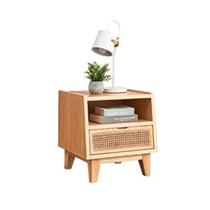 dloett solid wood log color bedside table simple rattan nordic small cabinet storage cabinet 40 * 50cm wide bedroom dresser