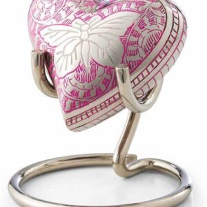 Butterfly Heart Urn - Pink Heart Keepsake Urn with Stand & Box - Small Pink Butterfly Urn for Human Ashes - Honor Your Loved One with Mini Pink Urn Heart Shaped - Perfect for Adults & Infants