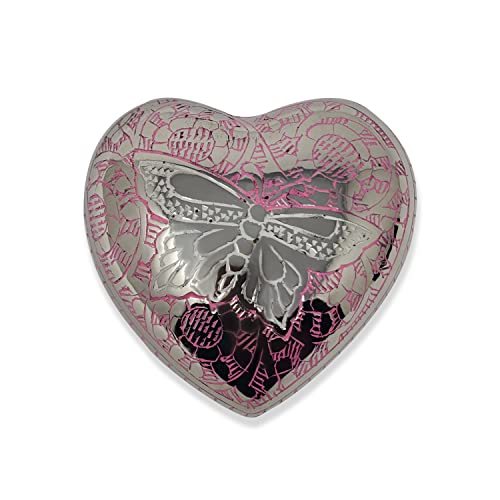 Butterfly Heart Urn - Pink Heart Keepsake Urn with Stand & Box - Small Pink Butterfly Urn for Human Ashes - Honor Your Loved One with Mini Pink Urn Heart Shaped - Perfect for Adults & Infants