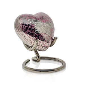 Butterfly Heart Urn - Pink Heart Keepsake Urn with Stand & Box - Small Pink Butterfly Urn for Human Ashes - Honor Your Loved One with Mini Pink Urn Heart Shaped - Perfect for Adults & Infants