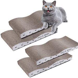 poils bebe cat scratcher, cardboard reversible cat scratching pad large wide corrugated modern sofa bed with catnip (pack of 4)