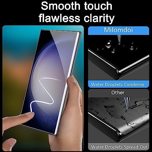 Milomdoi [3+3 Pack] UV for Samsung Galaxy S23 Ultra Screen Protector Tempered Glass Accessories 3 Pack screen protector samsung galaxy S23 Ultra 5G 3 Pack Camera Lens Protectors Case Fingerprint Fit