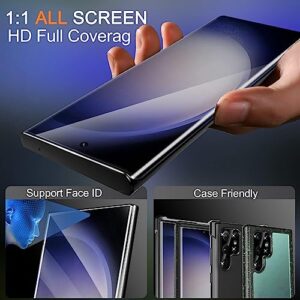 Milomdoi [3+3 Pack] UV for Samsung Galaxy S23 Ultra Screen Protector Tempered Glass Accessories 3 Pack screen protector samsung galaxy S23 Ultra 5G 3 Pack Camera Lens Protectors Case Fingerprint Fit