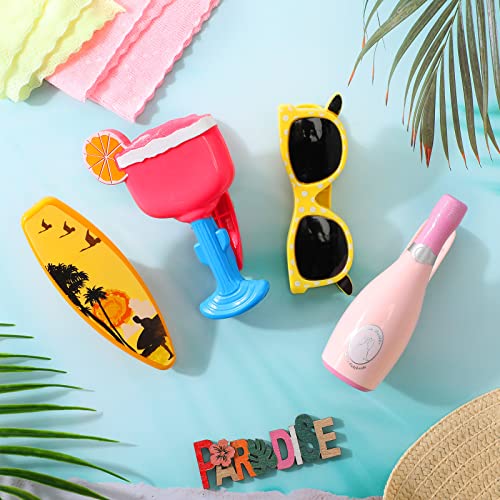 8 Pcs Beach Towel Clips for Beach Chairs Decorative Beach Chair Clips Pool Clips for Chairs Plastic Windproof Beach Towel Holder Funny Decorative Clothespins for Patio Accessories Summer, 4 Styles