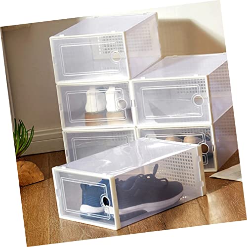 Zerodeko 4 pcs Collapsible White Display Shoes Stackable Clothes Storage Rack Dormitory Wardrobe Stacking Women Clear Drawer for Simple Shoe Clo Bin Wallwhite Transparent Container Men