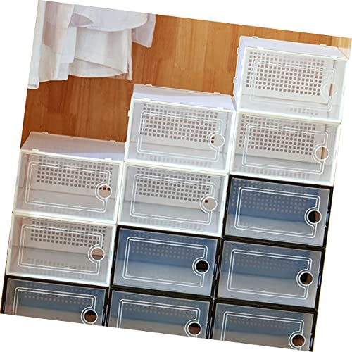 Zerodeko 4 pcs Collapsible White Display Shoes Stackable Clothes Storage Rack Dormitory Wardrobe Stacking Women Clear Drawer for Simple Shoe Clo Bin Wallwhite Transparent Container Men