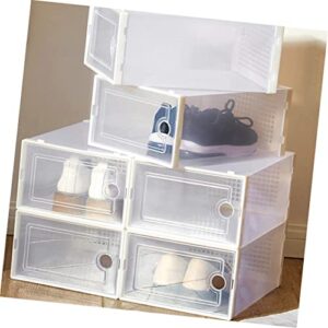 Zerodeko 4 pcs Collapsible White Display Shoes Stackable Clothes Storage Rack Dormitory Wardrobe Stacking Women Clear Drawer for Simple Shoe Clo Bin Wallwhite Transparent Container Men