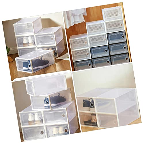 Zerodeko 4 pcs Collapsible White Display Shoes Stackable Clothes Storage Rack Dormitory Wardrobe Stacking Women Clear Drawer for Simple Shoe Clo Bin Wallwhite Transparent Container Men