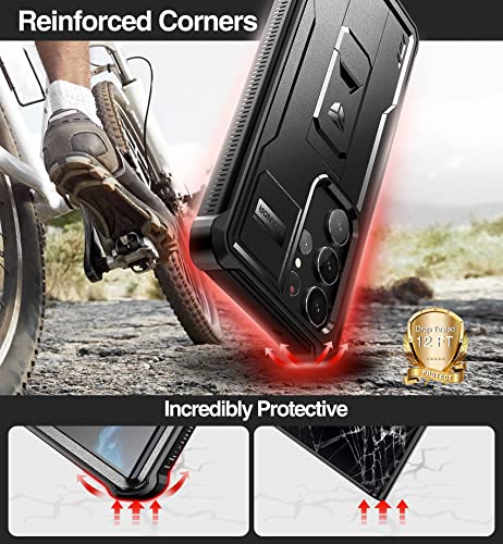 Dexnor Full Body Case for Samsung Galaxy S23 Ultra 5G/6.8 inches, Extra Front Frame Heavy Duty Military Grade Protection Built-in Screen Protector and Kickstand, Black