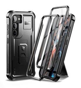 dexnor full body case for samsung galaxy s23 5g/6.1 inches, [extra front frame] heavy duty military grade protection built-in screen protector and kickstand for galaxy s23 5g,black