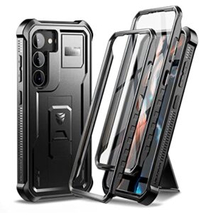 Dexnor Full Body Case for Samsung Galaxy S23 5G/6.1 inches, [Extra Front Frame] Heavy Duty Military Grade Protection Built-in Screen Protector and Kickstand for Galaxy S23 5G,Black