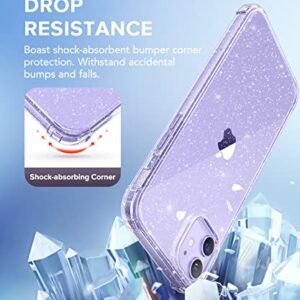 BERFY for iPhone 12 Case and iPhone 12 Pro Case Glitter, with 2X Screen Protector & 2X Camera Protector, [Non-Yellowing] Sparkly Crystal Shockproof Bumper Phone Case for Women Girls 6.1",Glitter Clear