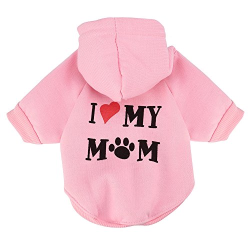 Clothes for Teacup Cotton Small T-Shirt Puppy Fashion Sweatshirt Costume Pet Blend Pet Small Dog Clothes Hooded Shirt Fleece Puppy Coat Apparel (Medium, Pink)