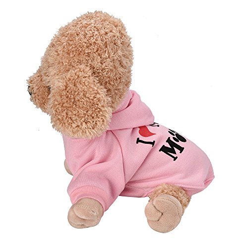 Clothes for Teacup Cotton Small T-Shirt Puppy Fashion Sweatshirt Costume Pet Blend Pet Small Dog Clothes Hooded Shirt Fleece Puppy Coat Apparel (Medium, Pink)